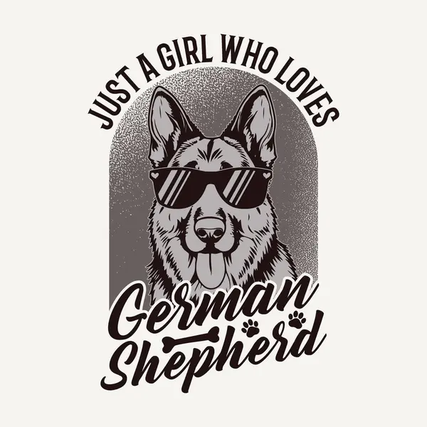  Alman Çoban Köpeğini Seven Bir Kız Tişört Tasarımı