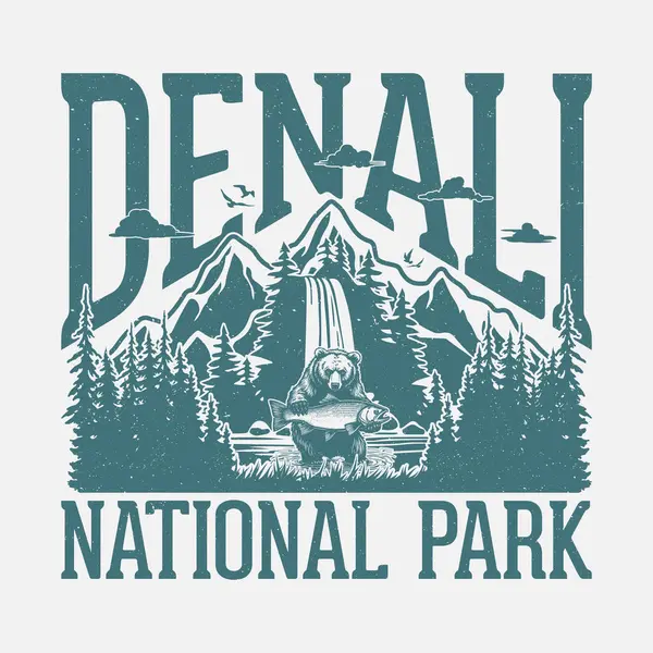 Denali National Park Bear, Mountains, Waterfall T Shirt Design