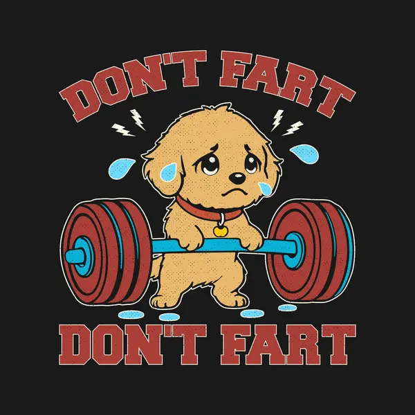 Şirin Yavru Köpek Halter Osurma Komik Spor Salonu Tişört Tasarımı ile Mücadele Ediyor