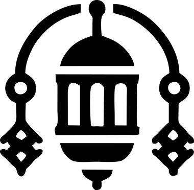 Bu siyah ve beyaz simgelerde çeşitli İslami bayram simgeleri ve temalar yer alıyor