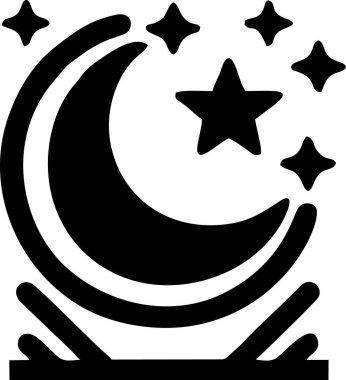 Bu siyah ve beyaz simgelerde çeşitli İslami bayram simgeleri ve temalar yer alıyor