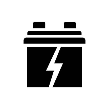 Yıldırımlı basit siyah beyaz araba akü simgesi