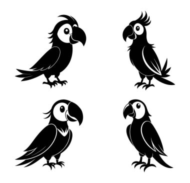 Papağanlar Vektör Siluet Sanat ve Görüntü