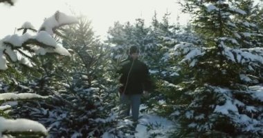 Küçük kızı olan bir aile ağaç çiftliğinden Noel ağacı seçiyor. Onu eve götürmeye hazır..