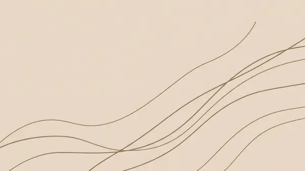 Yumuşak bej tonları ve pürüzsüz, akışkan kahverengi çizgileri olan estetik bir arkaplan.