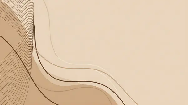 Yumuşak bej tonları ve pürüzsüz, akışkan kahverengi çizgileri olan estetik bir arkaplan.