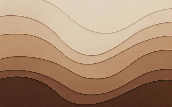 Bu soyut sanat eserlerinde bej, krem ve sıcak kahverengi tonun hakim olduğu yumuşak ve doğal renk paletinde katmanlı, dalgalı şekiller serisi bulunur.