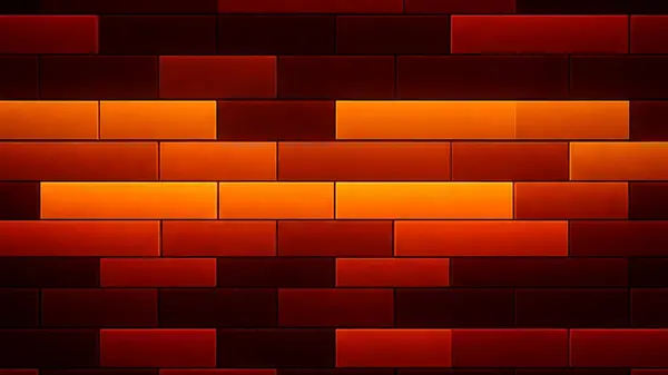 Canlı tuğla duvar, koyu kırmızıdan turuncuya ve mor renge geçiş yapan sıcak renklerden oluşan bir gradyan içerir.