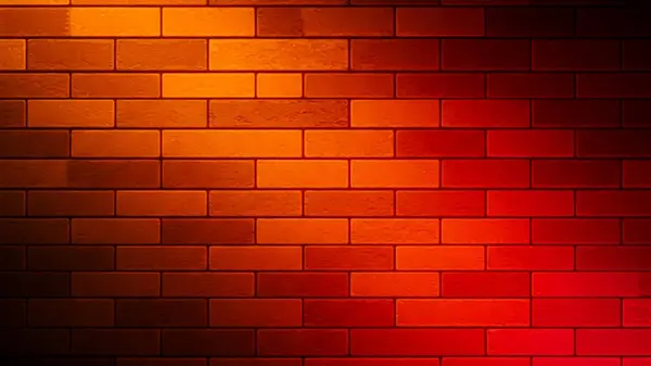 Canlı tuğla duvar, koyu kırmızıdan turuncuya ve mor renge geçiş yapan sıcak renklerden oluşan bir gradyan içerir.