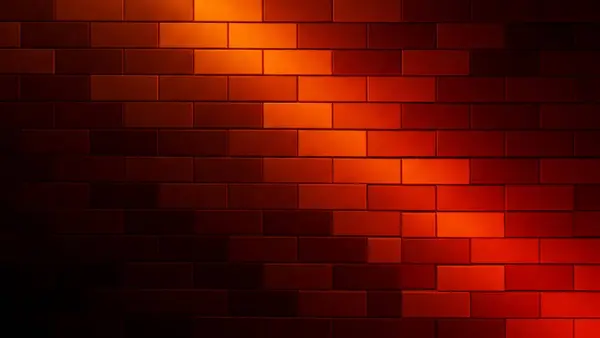 Canlı tuğla duvar, koyu kırmızıdan turuncuya ve mor renge geçiş yapan sıcak renklerden oluşan bir gradyan içerir.