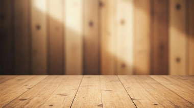 Dikey ahşap duvarlı ahşap bir masa..