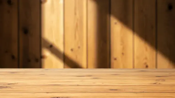 Dikey ahşap duvarlı ahşap bir masa..