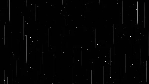 Dikey kayan yıldızlarla dolu sakin bir gece gökyüzü dingin bir kozmik yağmur etkisi yaratıyor..