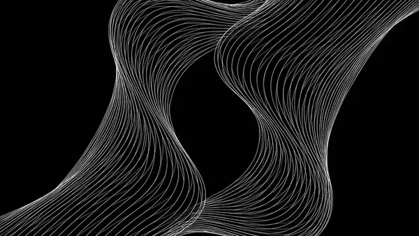 Dinamik, dalgalı bir şebeke yapısı siyah bir zemin boyunca uzanıyor ve akıcı bir illüzyon yaratıyor.