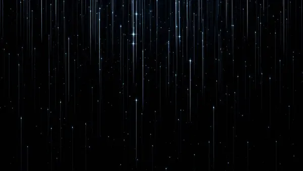 Dikey kayan yıldızlarla dolu sakin bir gece gökyüzü dingin bir kozmik yağmur etkisi yaratıyor..