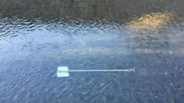 Sakin ve sakin bir kürek görüntüsü durgun suyun üzerinde yavaşça dinlenen, güzel yansıtan doğanın sükuneti