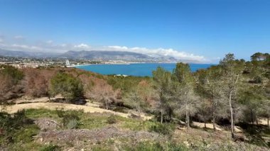 Berrak mavi suları, ağaçları ve görkemli dağlarıyla çarpıcı bir kıyı manzarası.