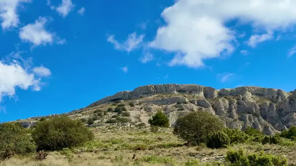 Beraberinde berrak mavi gökyüzünün altındaki yemyeşil bitki örtüsü eşliğinde engebeli dağların nefes kesici ve büyüleyici manzarası.