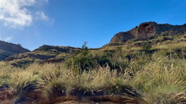 Nefes kesici ve pitoresk bir manzara geniş ve berrak mavi gökyüzünün altında yumuşak çimenli yamaçlar sergiliyor.