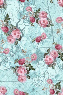 Soyut çiçek açma tasarımı. Çiçeksiz desenli. Grunge, suluboya tarzda çiçek ve bitkilerle özdeşleştirilmiş soyut sanat vektörü.