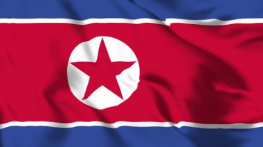 Kuzey Kore Bayrağı 4K Animasyon Kırmızı Yıldız ve Çizgiler Harekette