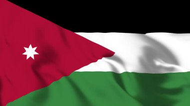 Ürdün Bayrağı 4K Animasyon Yıldızı ve Çizgileri Harekette