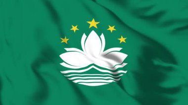 Macau Bayrağı 4K Animasyon Lotus Amblemi Harekette