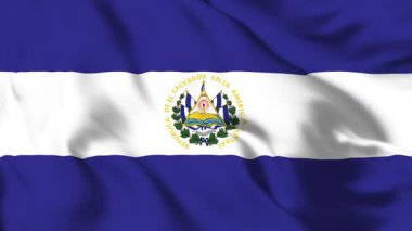 El Salvador Bayrağı 4K Canlandırma Crest ve Renkler Harekete Geçiyor