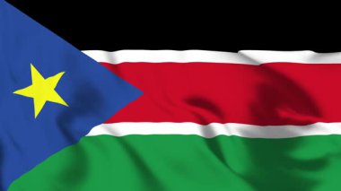 Güney Sudan Bayrağı 4K Animasyon Yıldızı & Çizgileri Harekette