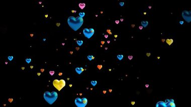 Parlak Dörtlü Renk Kalpleri 4K Canlandırma Çok Renkli Görsel Döngü