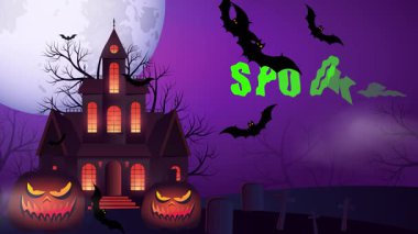 Ürkütücü Korkunç Cadılar Bayramı 4K Animasyon Arkaplanı