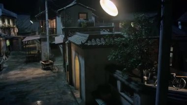 Kamera Çin Bungalovu 'nun avlusundan Gece Kısa Video' da Avlunun İçi 'ne Taşıdı