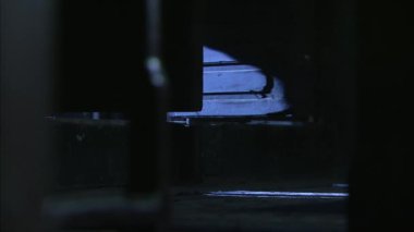 Gece, iki kişi sessizce eve girdi ve kapıyı kapattı, bacak yakın çekim video