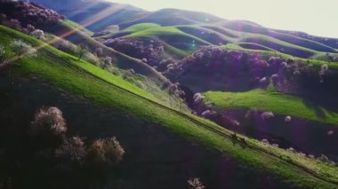 Dağlarla çevrili dağlara tırmanan iki kişinin videosu.