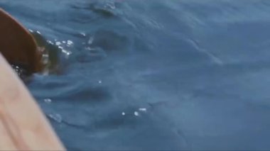 Kürek çekerken gölün çeşitli manzaraları