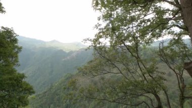 Uzak dağ manzarasına bakıyorum.