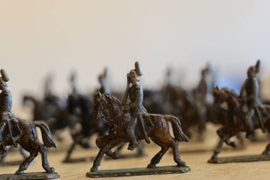 Tin soldiers, rider, cavalry. The approximately 100-year-old tin figures were found in an old attic. They are a testament to vintage toys clipart