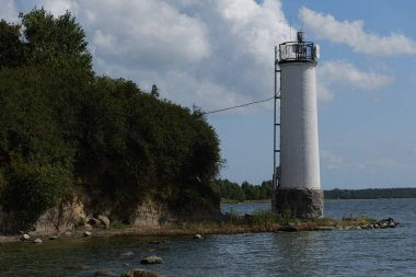 The lighthouse of Maltzien on the island of Rgen is quite unknown and serves as a rear light. It is located on the Zudar Peninsula, near the village of Maltzien. Space for texts and designs. clipart