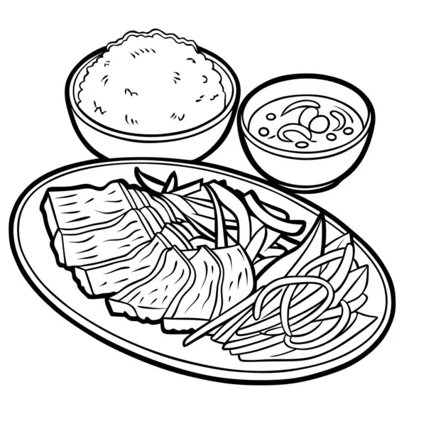 Pirinç, Çorba ve Taze Sebzelerle Geleneksel Yemek.