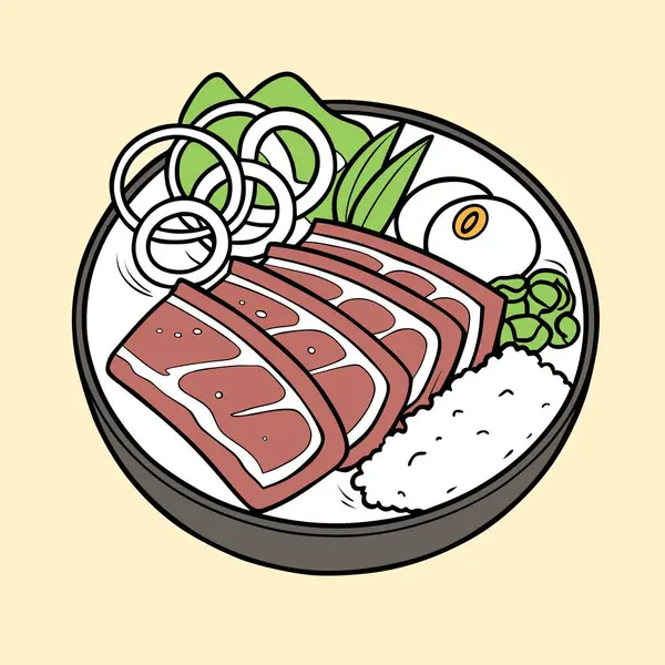 Kore Gıda Illustration samgyeopsal Etli, Sebze, Yumurta ve Pirinç.