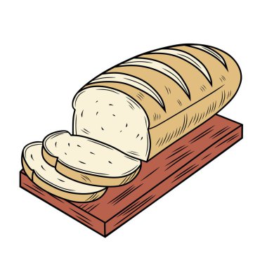Tahta kesme tahtasındaki dilimlerle bir somun ekmek..