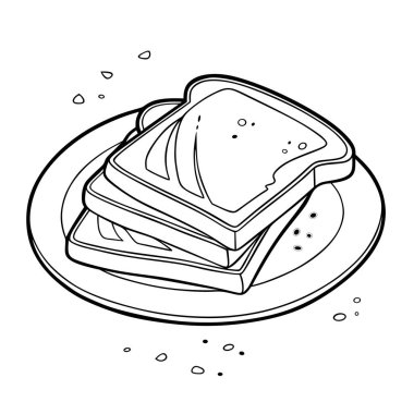 Siyah ve Beyaz Çizim Tabağındaki Ekmek Dilimleri Yığını.