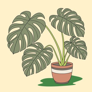 A beautiful illustration of a lush monstera plant in a stylish pot. Perfect for botanical-themed designs, home decor, branding, and nature-inspired projects.