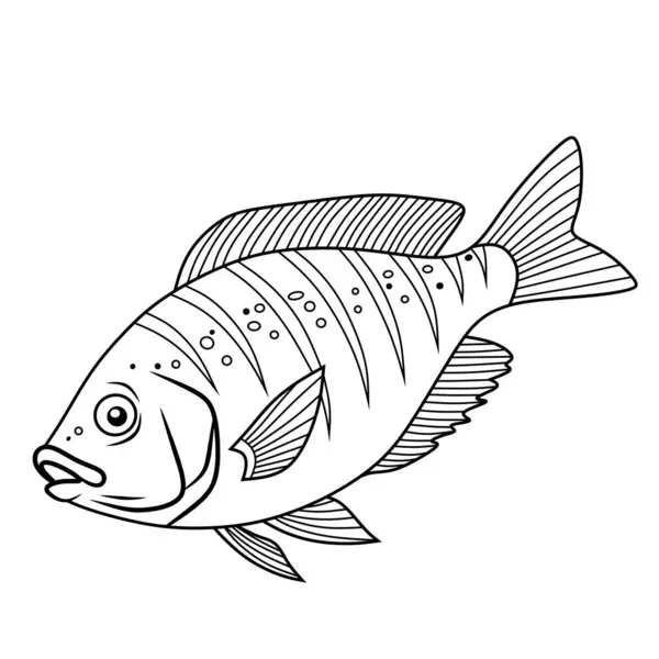Ayırt edici desenleri olan Çizgili Balığın Ayrıntılı Çizimi