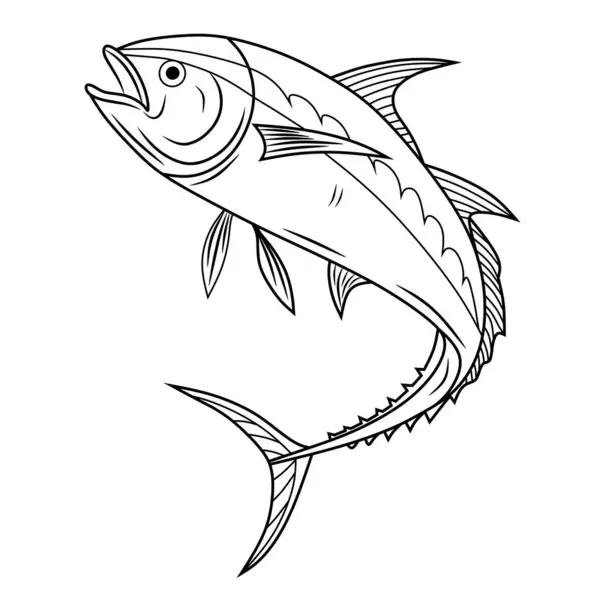 Tuna fish outline silhouette. Bluefin tuna vector illustration