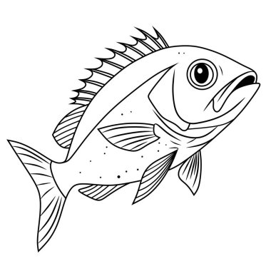 Siyah-beyaz kabartma işlemeli kuzey kırmızı balık balığı.