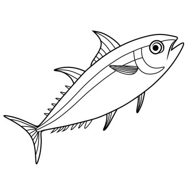 Scad balığı beyaz arkaplanda izole edilmiş düz çizim