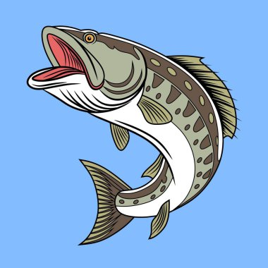 Renkli Yılan Başlı Balık Taze Su İllüstrasyonu