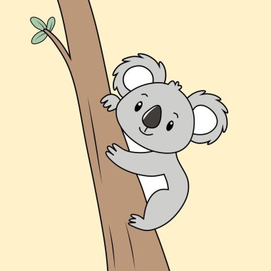 Beyaz karikatür koalası. Vektör suluboya çizimi.