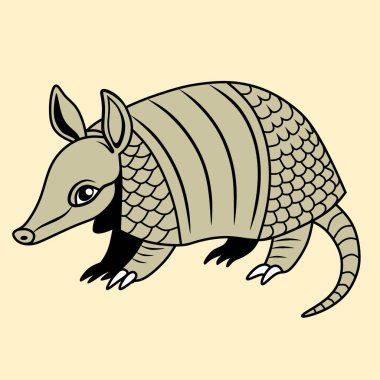 Düzenlenebilir Armadillo Siluet Vektör İllüstrasyonu